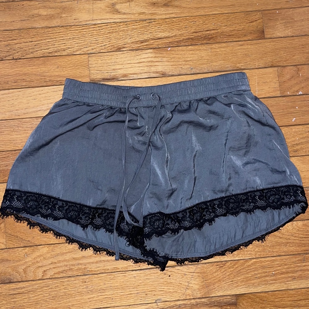 Hollister Grey Silk/Black Lace Shorts